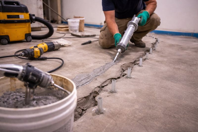 Cracked Basement Floor Repair in Fayetteville, TN